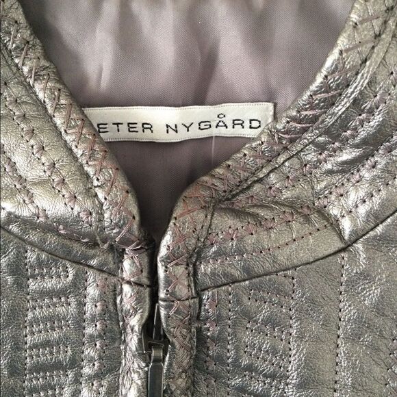 Peter Nygard M metallic leather jacket w knit - Picture 4 of 12